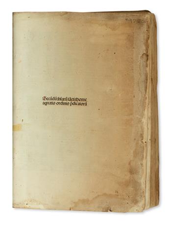 INCUNABULA  THOMAS AQUINAS, Saint. Super secundo libro Sententiarum Petri Lombardi.  1494